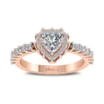 0.75-Ct-Heart-Cut-Natural-Diamond-Halo-Ring-Rose-Gold-Front-View