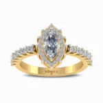 0.75-Ct-Marquise-Halo-Natural-Diamond-Ring-Yellow-Gold-Front-View
