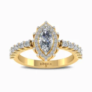 0.75-Ct-Marquise-Halo-Natural-Diamond-Ring-Yellow-Gold-Front-View