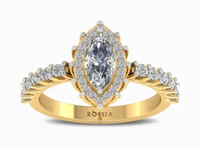0.75-Ct-Marquise-Halo-Natural-Diamond-Ring-Yellow-Gold-Front-View
