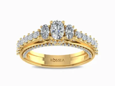 Enticing-Threestone-Oval-Cut-Lab-Diamond-Engagement-Ring-Yellow-Gold-Front-View