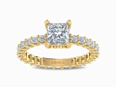 Lab-Grown-Diamond-Classic-Princess-Cut-Solitaire-Ring-Yellow-Gold-Front-View