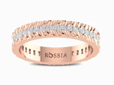 Dainty-Textured-Lab-Grown-Diamond-Wedding-Band-Rose-Gold-Front-View