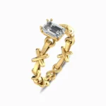 14 KT Emily Emerald Cut Lab Grown Solitaire Ring - Image 4