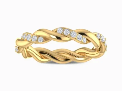 Eternal-Knot-Glamour-Lab-Diamond-Band-Yellow-Gold-Frot-View