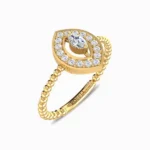 14 KT Marquise Lab Grown Diamond Halo Ring - Image 4