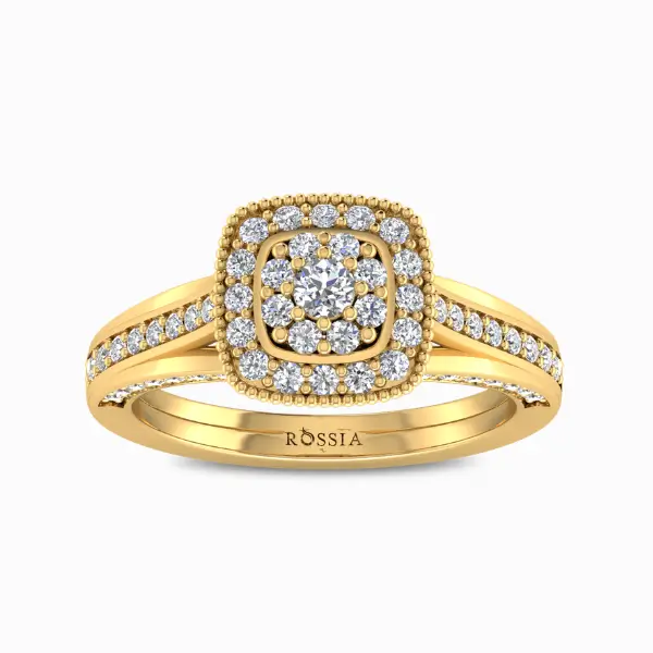 Mini-Women-Lab-Grown-Diamond-Ring-Yellow-Gold-Front-View Mini Women Lab Grown Diamond Ring