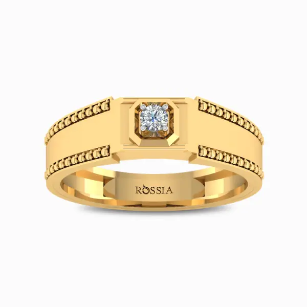 Noble-Gleam-Lab-Grown-Diamond-Men’s-Ring-Yellow-Gold-Front-View Noble Gleam Lab Grown Diamond Men's Ring