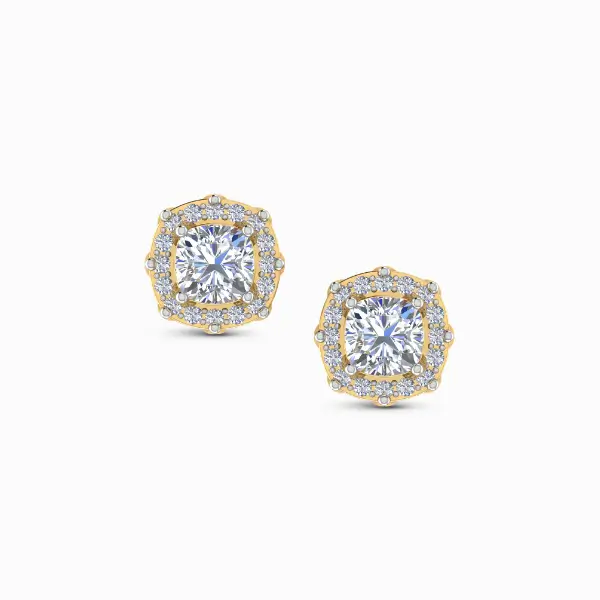 Regal Carnation Cushion Cut Lab Diamond Earring Studs Regal Carnation Cushion Cut Lab Diamond Earring Studs