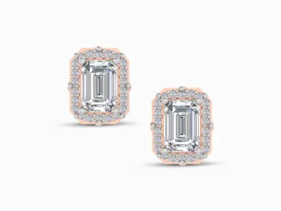 Aurora’s Dusk Emerald Cut Lab Diamond Earring Studs