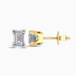 Celestial Pansy Emerald Cut Lab Diamond Earring Studs