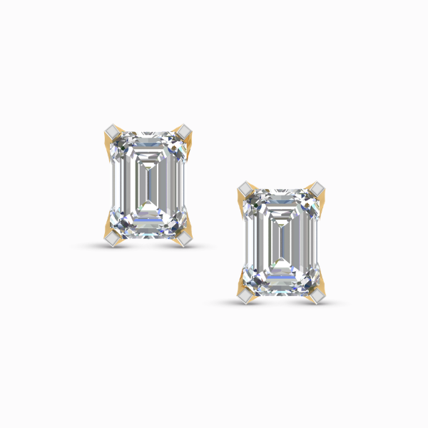 Celestial Pansy Emerald Cut Lab Diamond Earring Studs Celestial Pansy Emerald Cut Lab Diamond Earring Studs