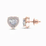 Regal Peony Heart Shape Lab Diamond Earring Studs