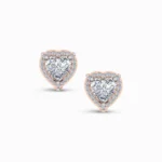 Regal Peony Heart Shape Lab Diamond Earring Studs