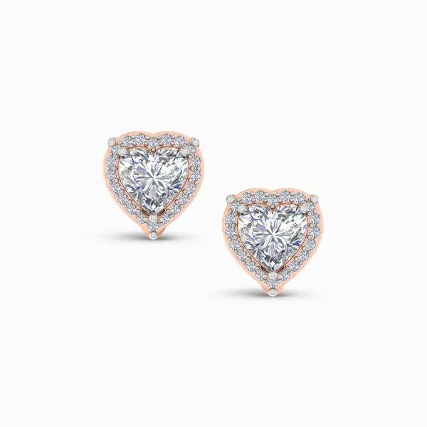 Regal Peony Heart Shape Lab Diamond Earring Studs Regal Peony Heart Shape Lab Diamond Earring Studs