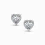 Regal Peony Heart Shape Lab Diamond Earring Studs