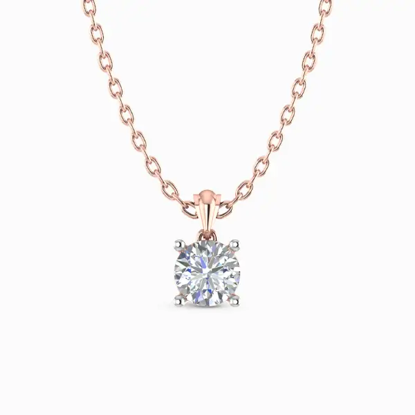 1.3-CT-Round-Cut-Lab-Grown-Solitaire-Diamond-Pendant-Rose-Gold-Front-View