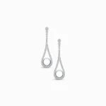 Aurora Veil Pearl Long Drop Lab Grown Diamond Earrings