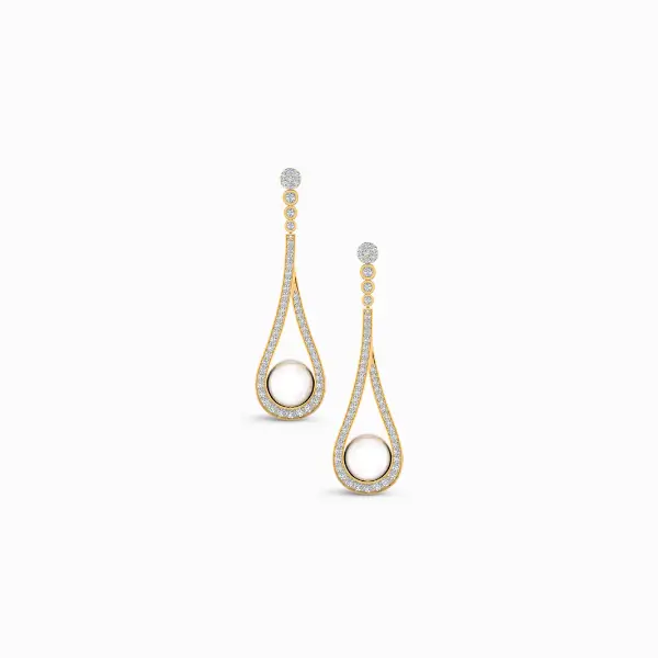 Aurora Veil Pearl Long Drop Lab Grown Diamond Earrings Aurora Veil Pearl Long Drop Lab Grown Diamond Earrings