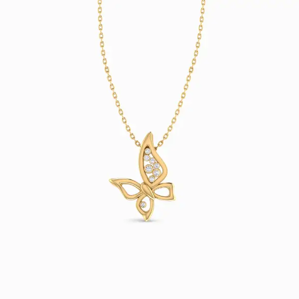 Delicate-Flutter-Lab-Grown-Diamond-Pendant-Yellow-Gold-Front-View