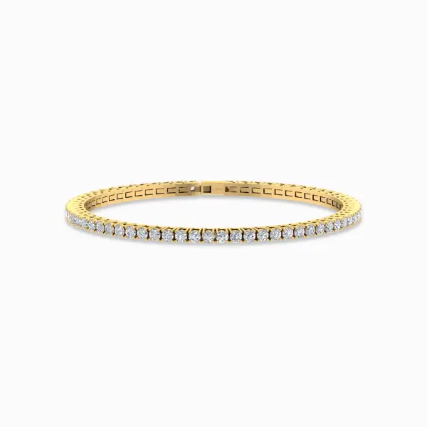 Subtle-Lab-Grown-Diamond-Tennis-Bracelet-(2.30 mm)-Yellow-Gold-Front-View
