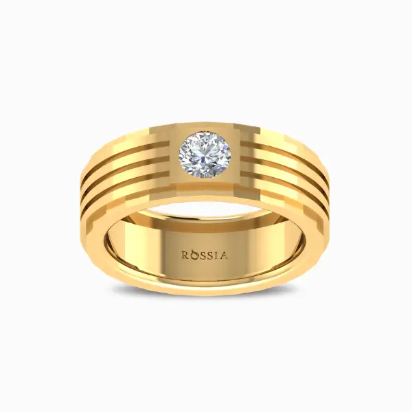 Cavalier-Men’s-Ring-Yellow-Gold-Front-View Cavalier Lab Grown Diamond Men's Ring