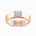 Princess-Cut-Natural-Diamond-Men’s-Ring-Rose-Gold-Front-View
