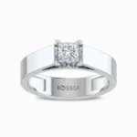 Princess-Cut-Natural-Diamond-Men’s-Ring-White-Gold-Front-View
