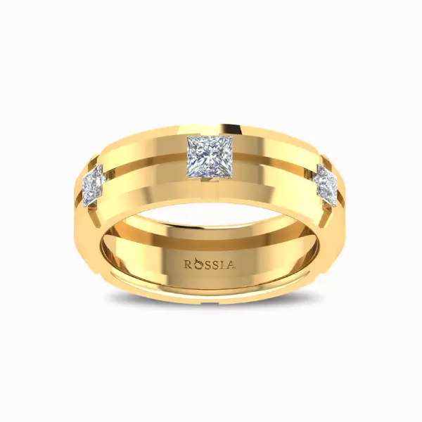Stallion-Men’s-Ring-Yellow-Gold-Front-View Stallion Lab Diamond Men's Ring
