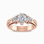 Trinity-3-Stone-Lab-Grown-Solitaire-Engagement-Ring-Rose-Gold-Front-View