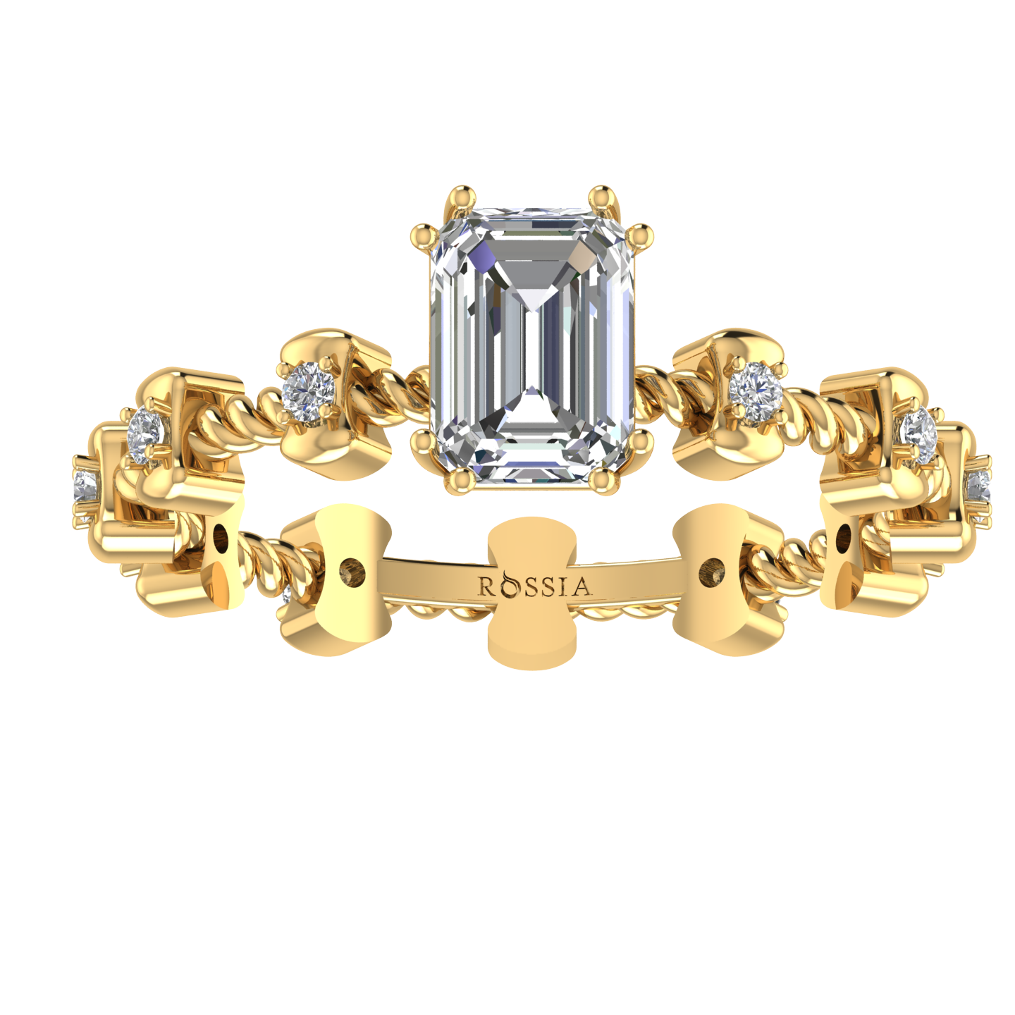 1 1.51 Ct Emerald Cut Floral Rope Lab Grown Diamond Promise Ring - Image 1